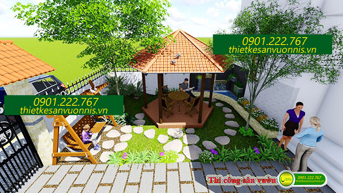 Thi công sân vườn nhà anh hiếu Thủ Đức