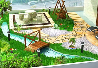 Thiết kế vườn xanh trên sân thượng
