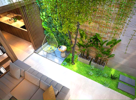 THIẾT KẾ NHÀ CÓ SÂN VƯỜN Ở GIỮA