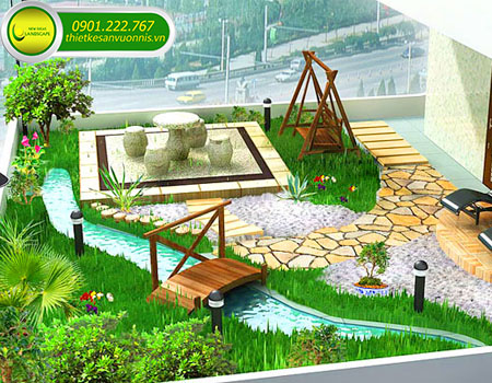 Thiết kế vườn xanh trên sân thượng